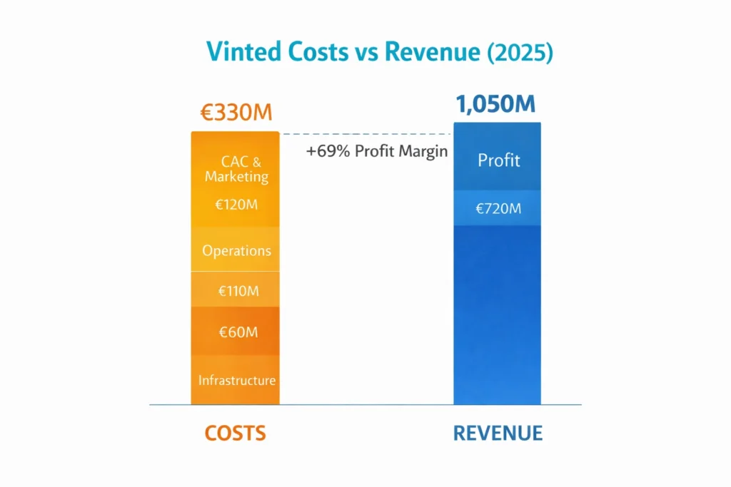 Cost vs Revenue visualization Vinted