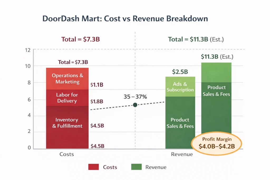 Cost vs Revenue visualization doordash
