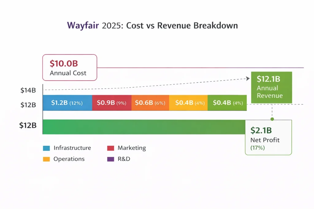 Cost vs Revenue visualization wayfair