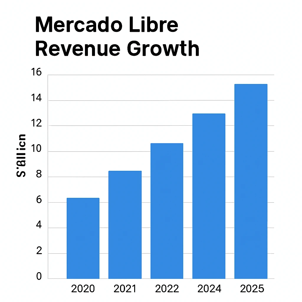 Revenue growth graph 2020–2025 Mercado Libre