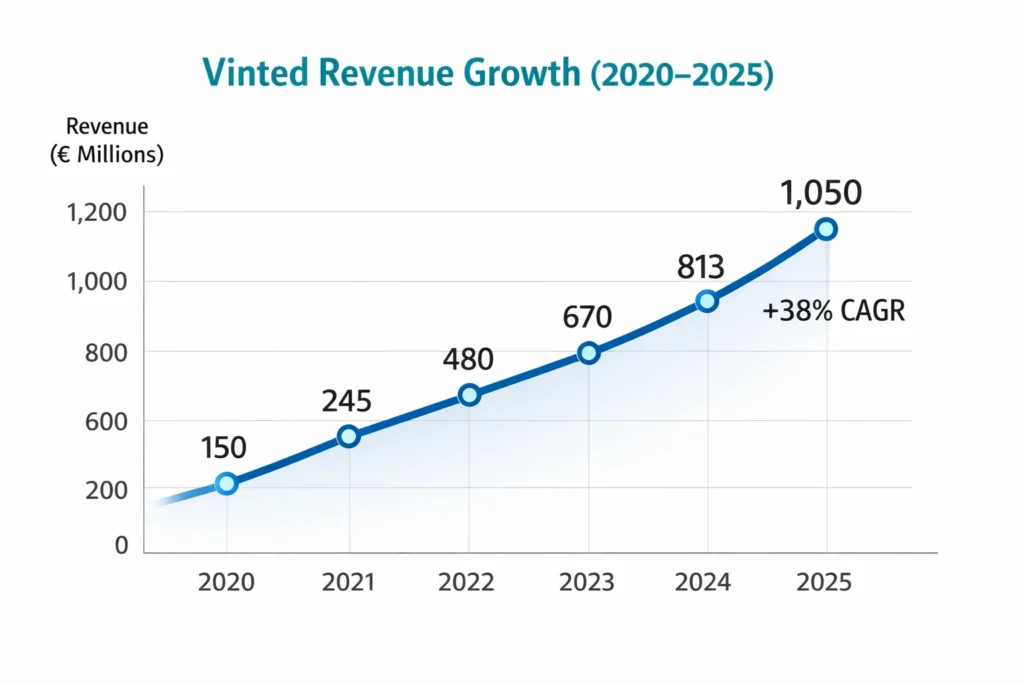 Revenue growth graph 2020–2025 Vinted