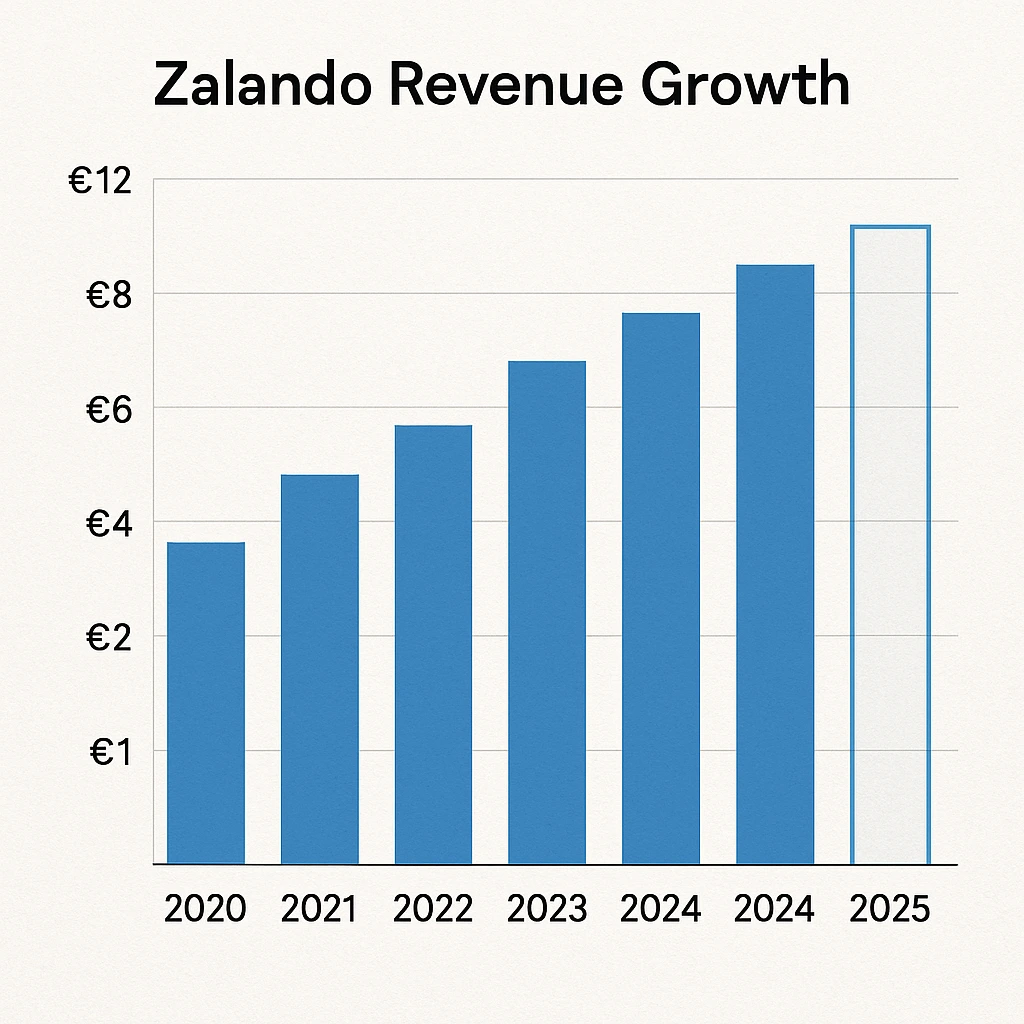 Revenue growth graph 2020–2025 Zalando
