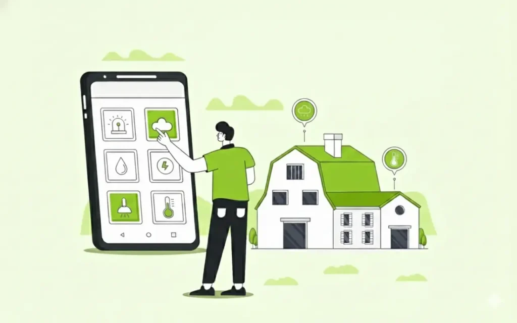 White-label Buildium app interface showing secure property management features, smart home controls, and cloud-based data handling