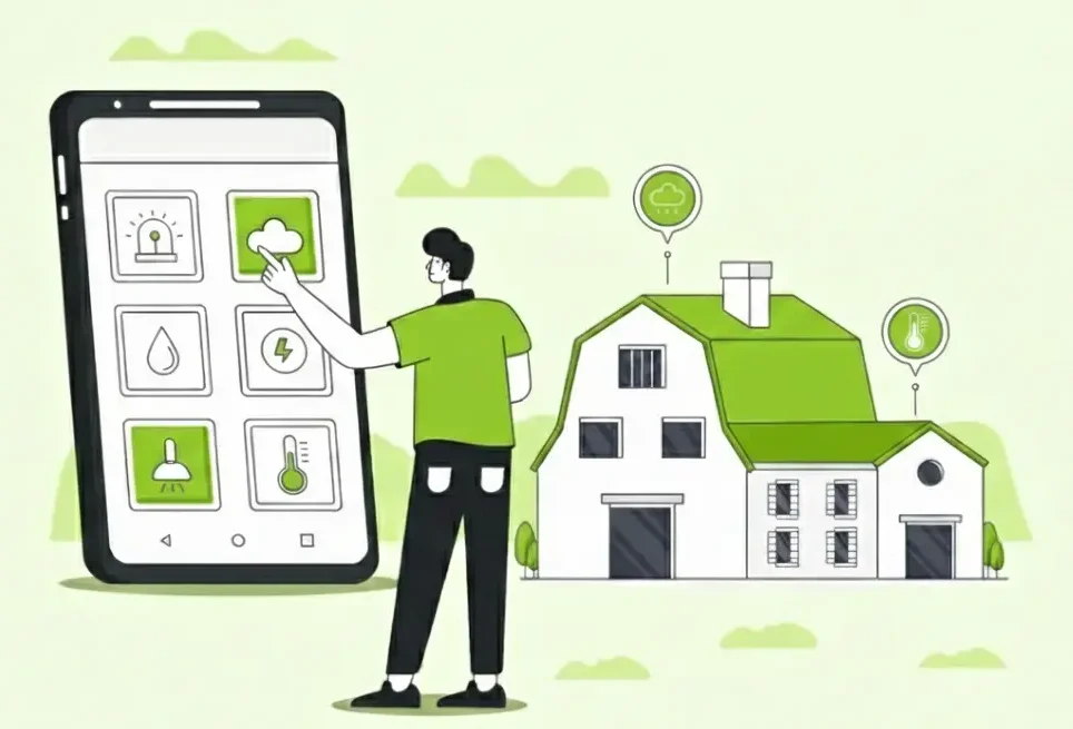 White-label Buildium app interface showing secure property management features, smart home controls, and cloud-based data handling