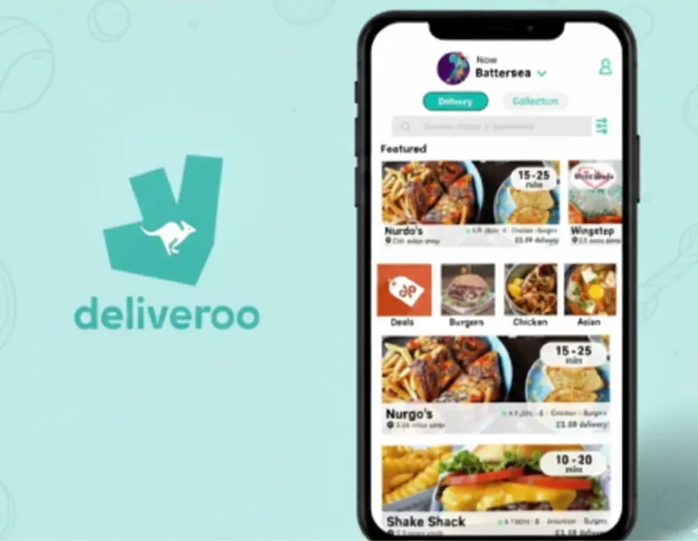 Deliveroo food delivery app interface showing secure ordering and data protection features