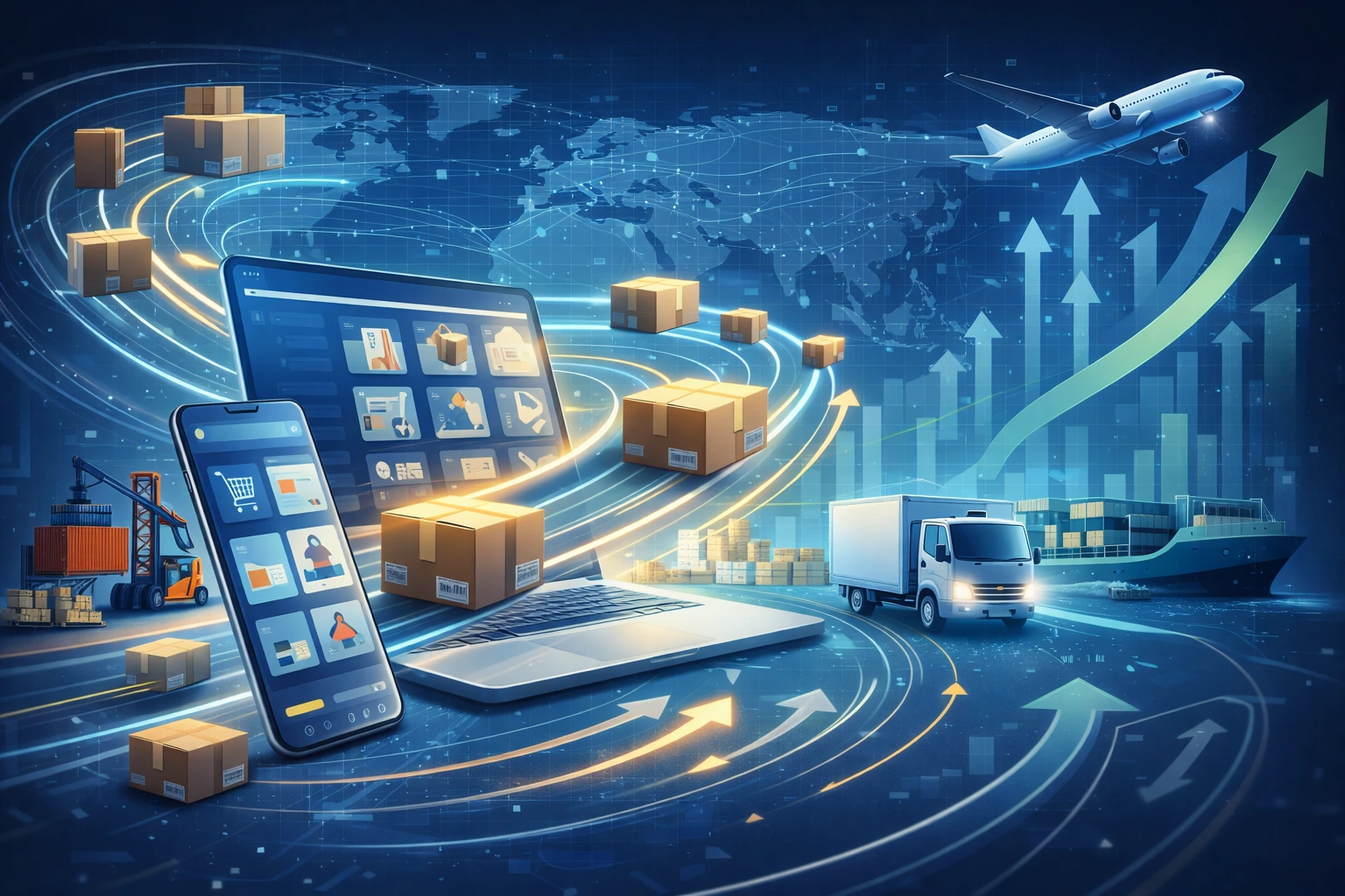 DHgate B2B marketplace revenue model showing global wholesale trade and cross-border logistics