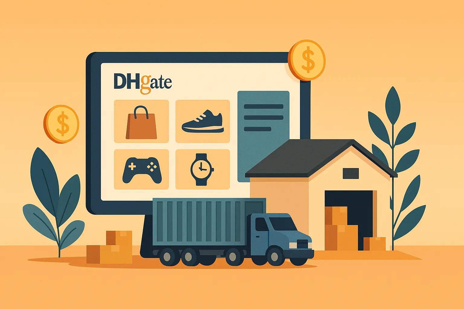 DHgate clone global B2B wholesale marketplace showing cross-border trade and supplier networks