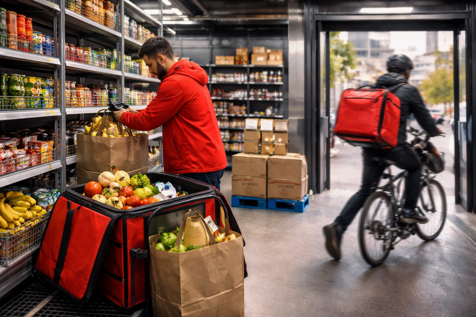 Gorillas dark store quick commerce model showing fast grocery fulfillment and last-mile delivery operations