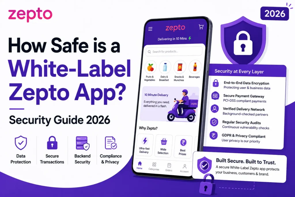 Zepto clone app security with encrypted payments data protection compliance and backend security