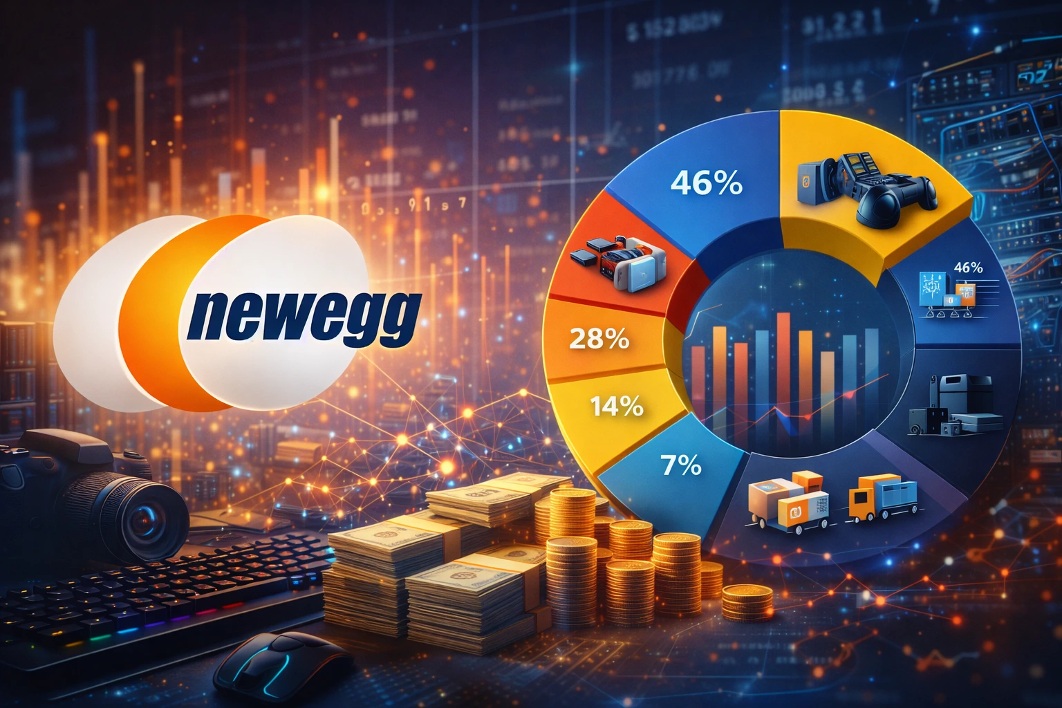 Electronics-focused online marketplace showing PC hardware, gaming components, and scalable ecommerce growth