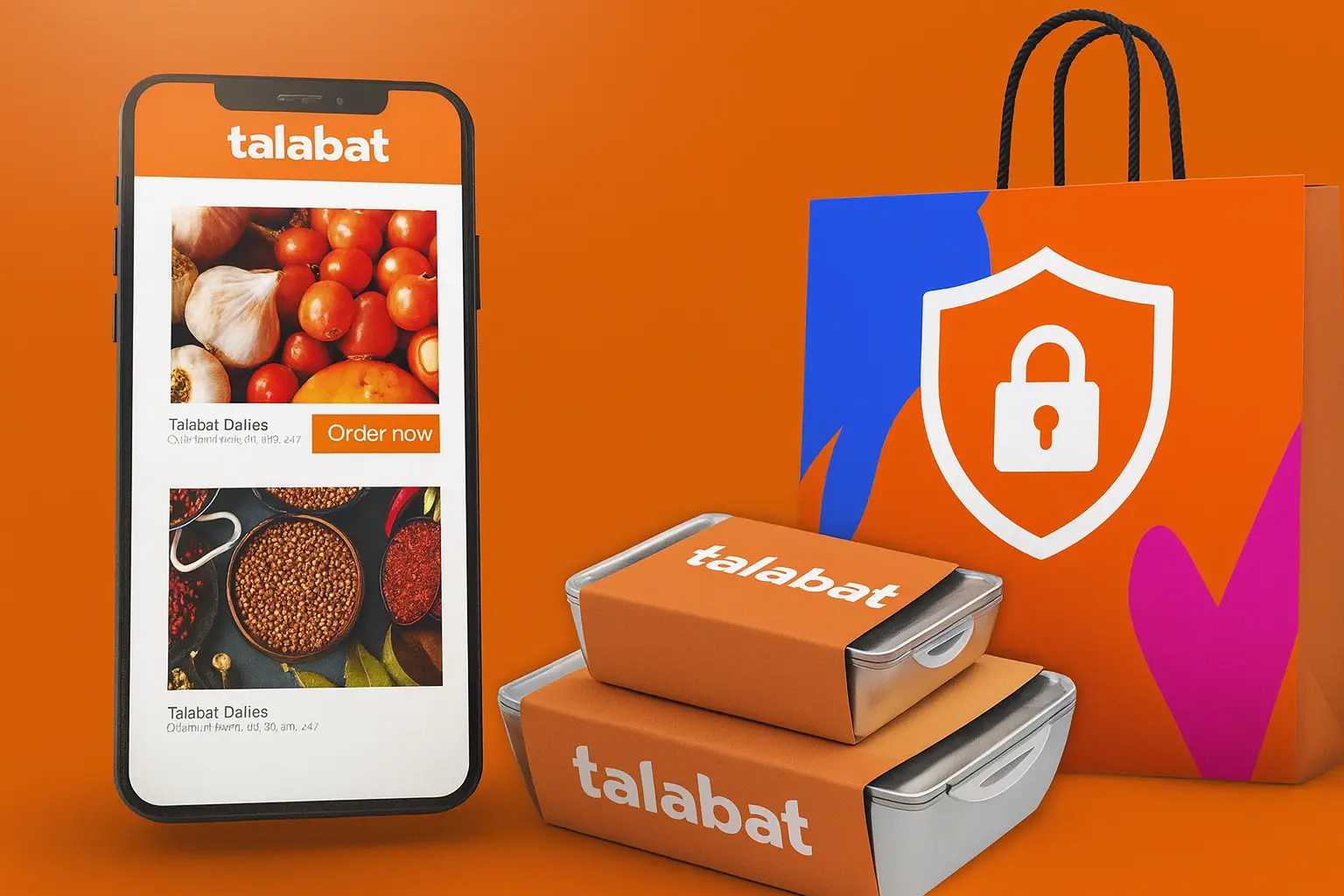 Doordash app interface on a smartphone with a large digital security shield icon, representing food delivery app security.