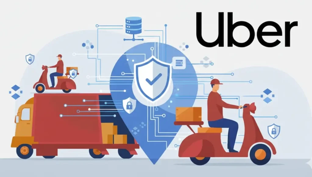 Secure white-label liquor delivery app interface showing encrypted backend protection and safety shield icon on a clean white background.