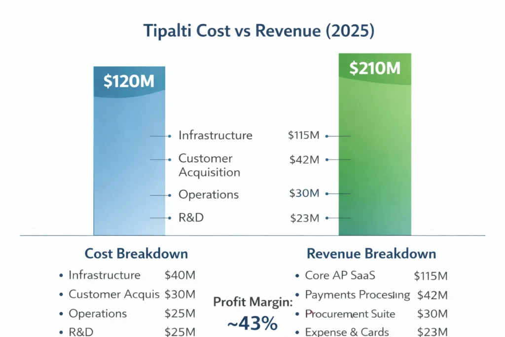 Cost vs Revenue visualization Tipalti