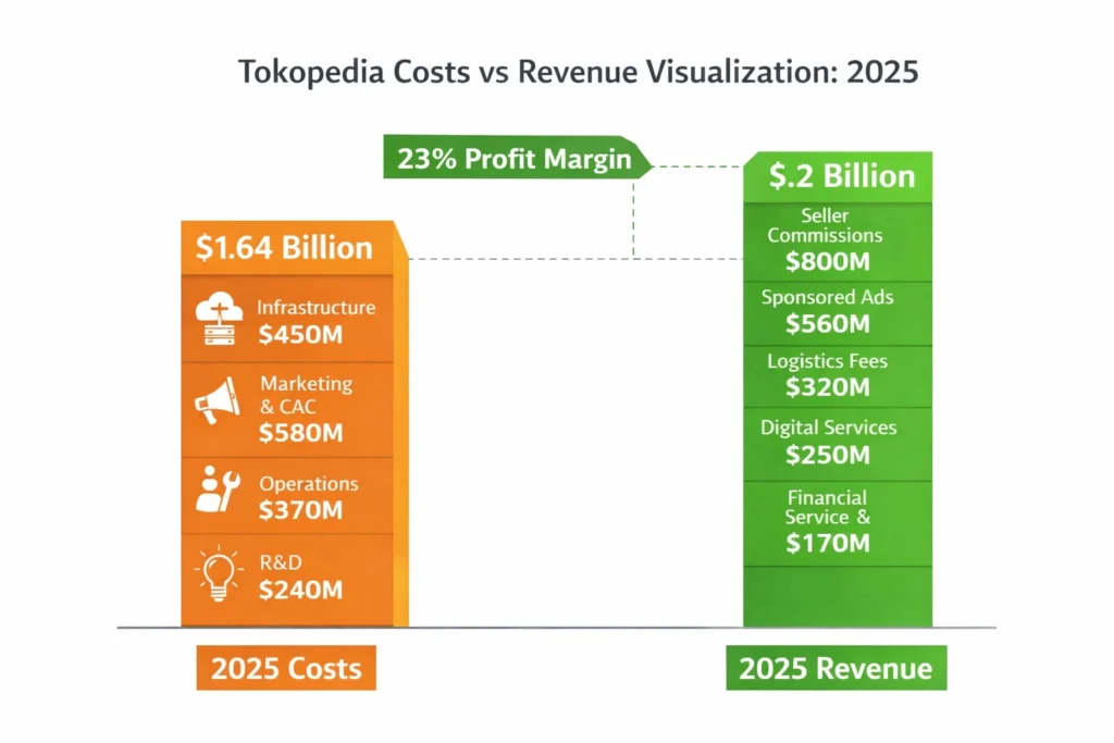Cost vs Revenue visualization tokopedia