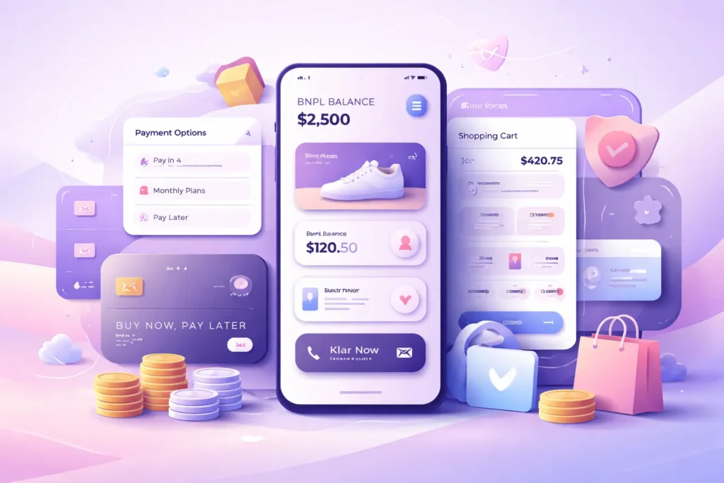 Klarna Clone Script BNPL App Interface Concept for 2026 by Miracuves