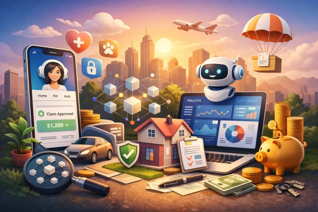 AI-powered Lemonade clone script dashboard with modern insurtech interface and digital policy management