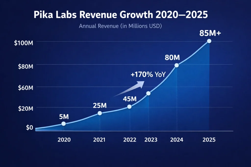Revenue growth graph 2020–2025 pikaway