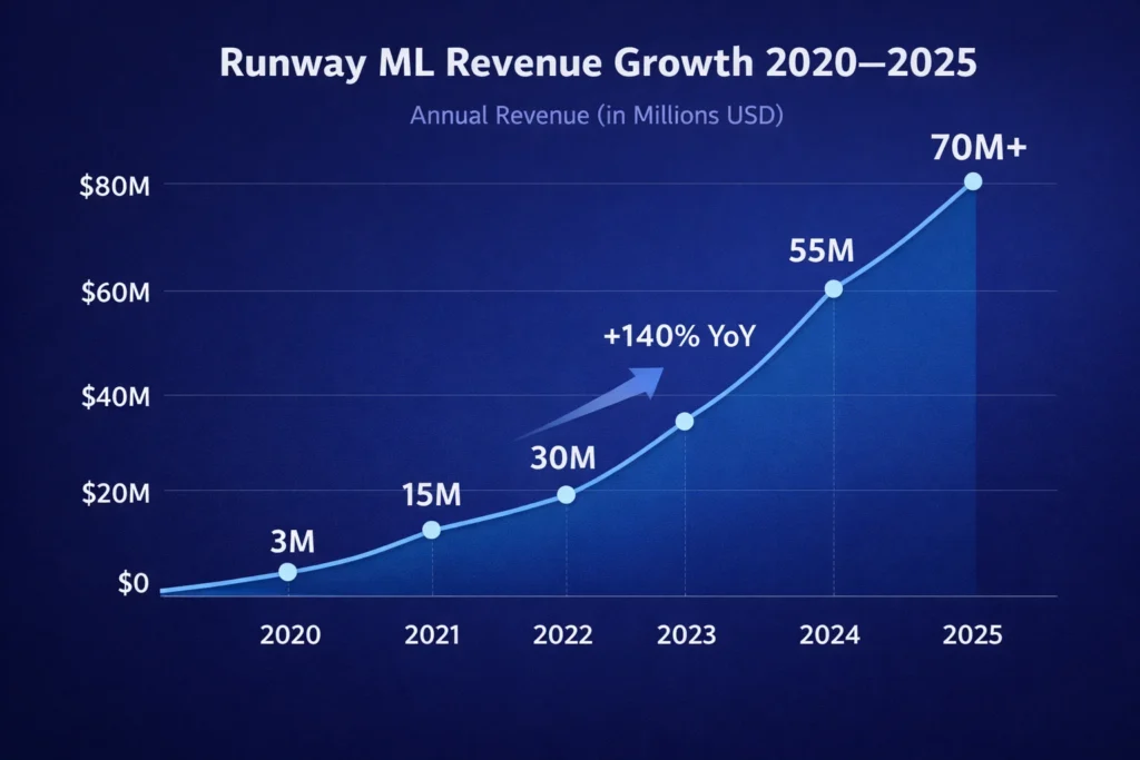Revenue growth graph 2020–2025 runway