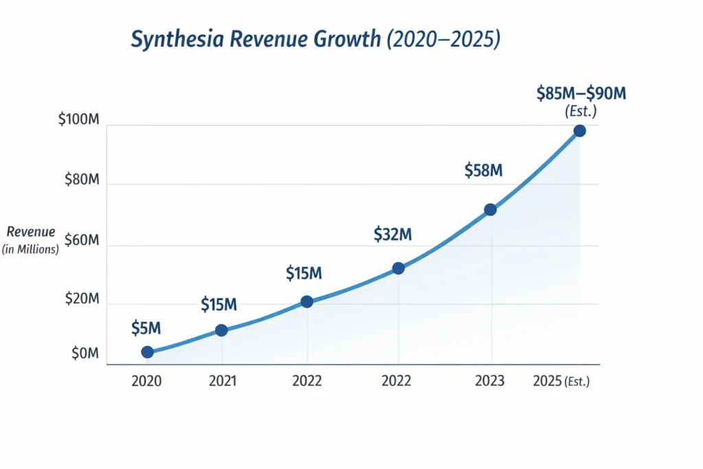 Revenue growth graph 2020–2025 syntesia