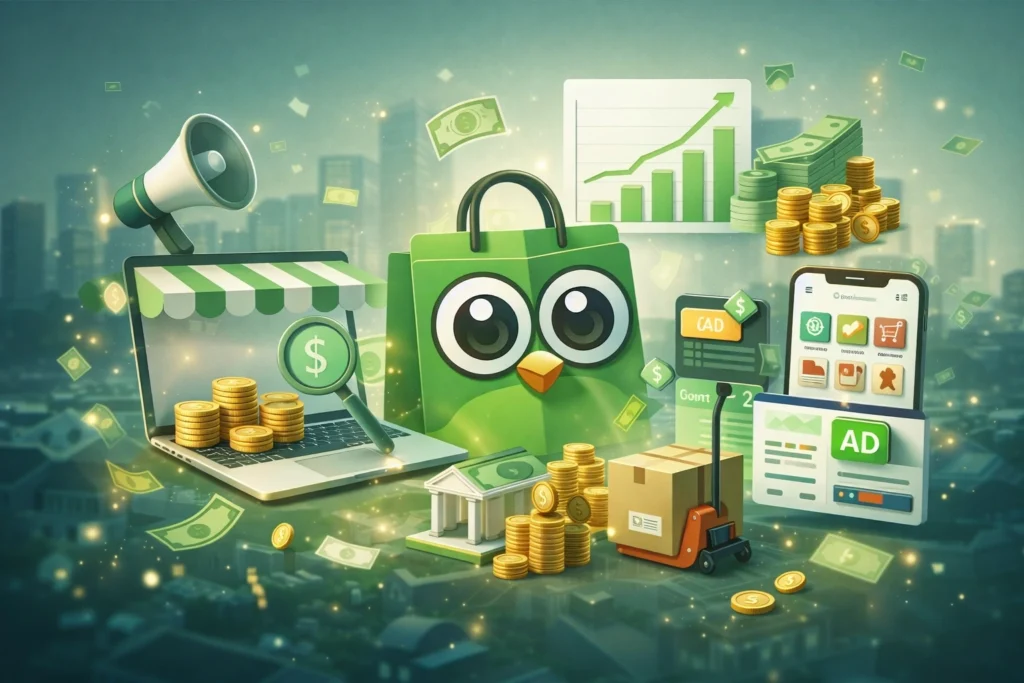 Tokopedia revenue model showing ecommerce marketplace growth, seller monetization, logistics, and digital payments