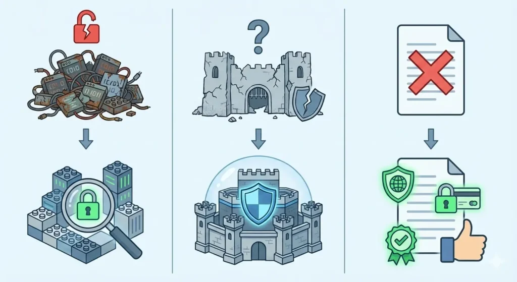 white-label app security risks data protection compliance and secure infrastructure illustration