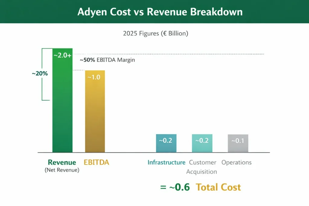 Adyen Revenue Model: How Adyen Makes Money in 2026 2 Cost vs Revenue visualization Adyen