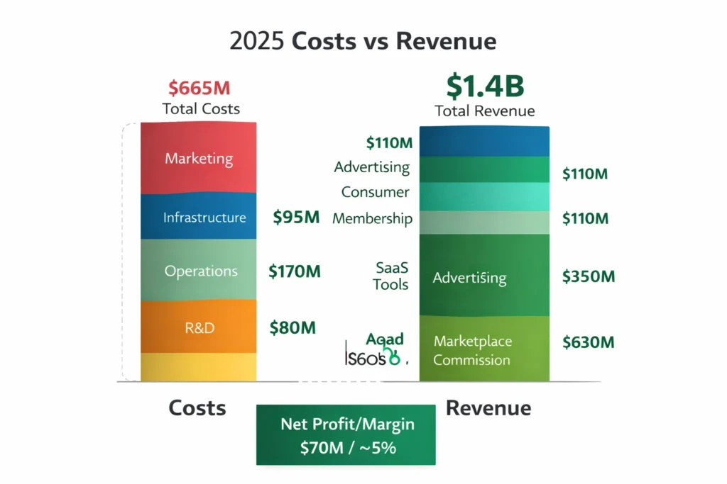 Cost vs Revenue visualization Angi