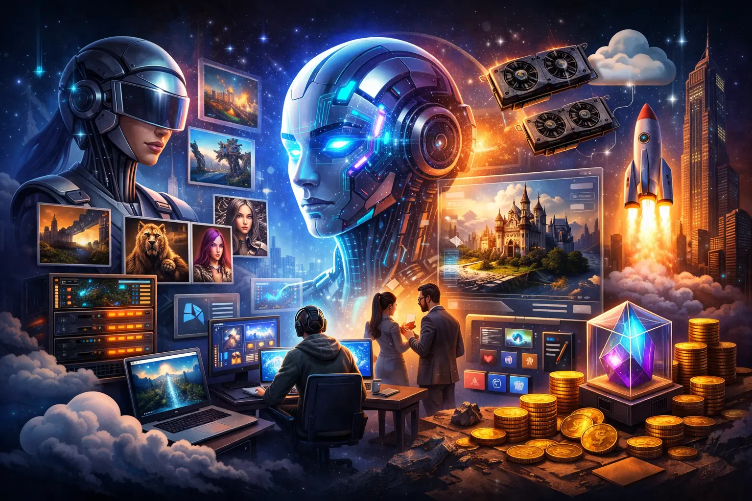 Midjourney clone Script AI image generation platform with futuristic generative art interface