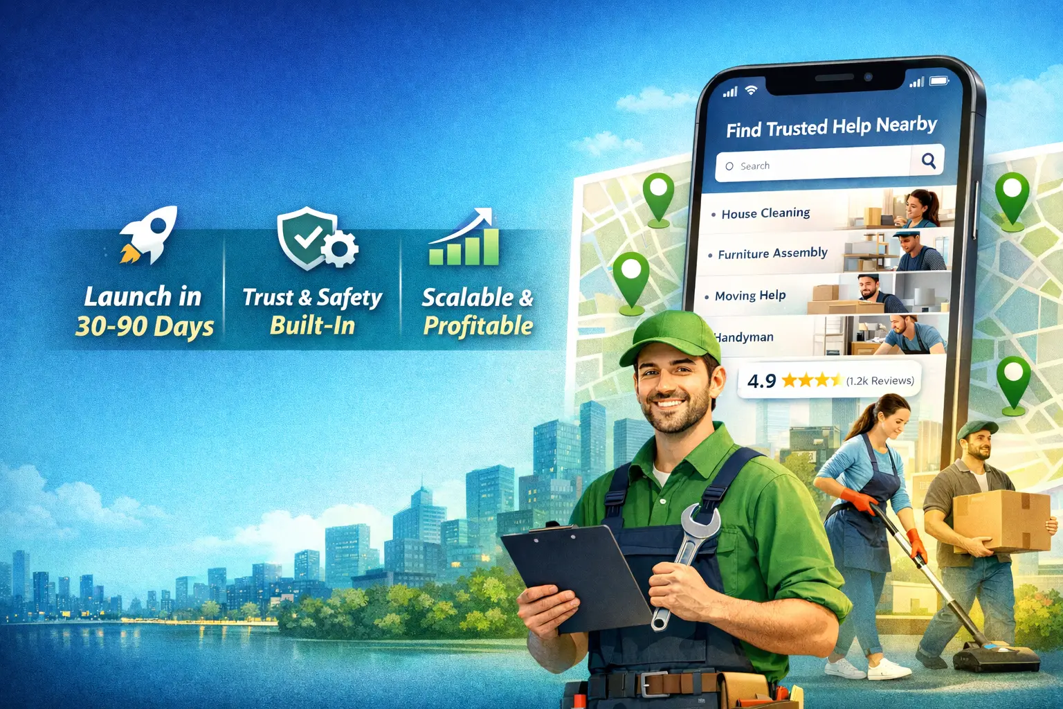 TaskRabbit clone script on-demand service marketplace connecting users with verified local service professionals