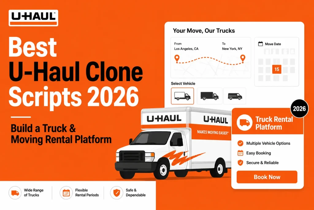 Best U-Haul clone scripts 2026 for truck and moving rental platform development with ready-to-use, fast, secure, and scalable features
