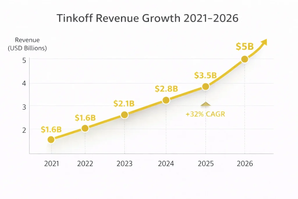 Revenue growth graph 2021–2026 Tinkoff