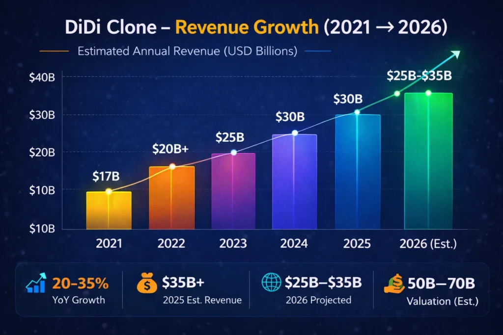 Revenue growth graph 2021–2026 didi