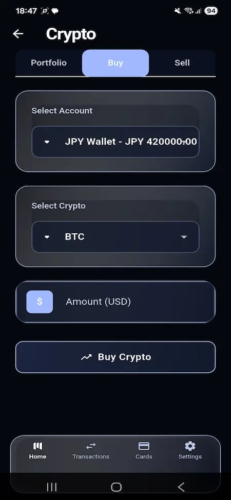 Revolut Clone 27 **Alt Text:** Miracuves Crypto Portfolio Screenshot
**Title:** Miracuves Crypto Portfolio
**Caption:** A screenshot of the Miracuves crypto portfolio, showcasing the user's cryptocurrency holdings and transaction history.
**Description:** This image depicts a screenshot of the Miracuves crypto portfolio, which displays the user's cryptocurrency holdings and transaction history. The portfolio includes a list of cryptocurrencies, such as Bitcoin and Ethereum, along with their current prices and the user's holdings. The image also shows a graph of the user's transaction history, providing a visual representation of their cryptocurrency activity. Overall, this image provides a snapshot of the user's cryptocurrency portfolio and transaction history, highlighting the convenience and accessibility of Miracuves' crypto services.