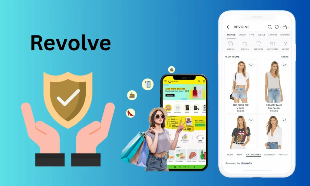 white-label Revolve clone app security concept with shield protection and ecommerce mobile apps
