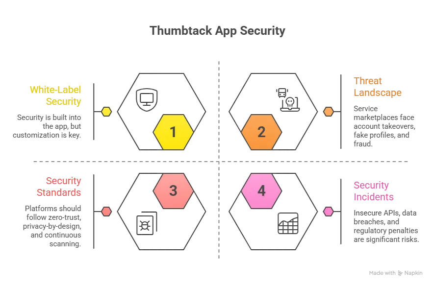 White-Label Thumbtack App Security: Risks, Compliance & Safety in 2026 1 Infographic explaining white-label Thumbtack app security risks, standards, and threat landscape
