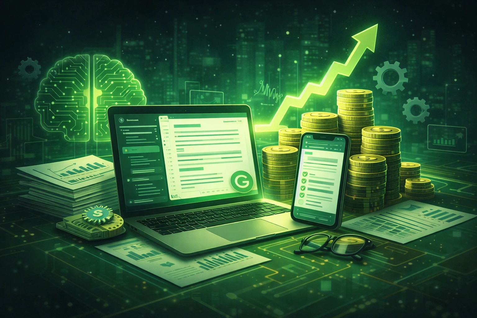 Illustration showing a startup equity management platform connecting founders, investors, and employees in a digital fintech ecosystem.