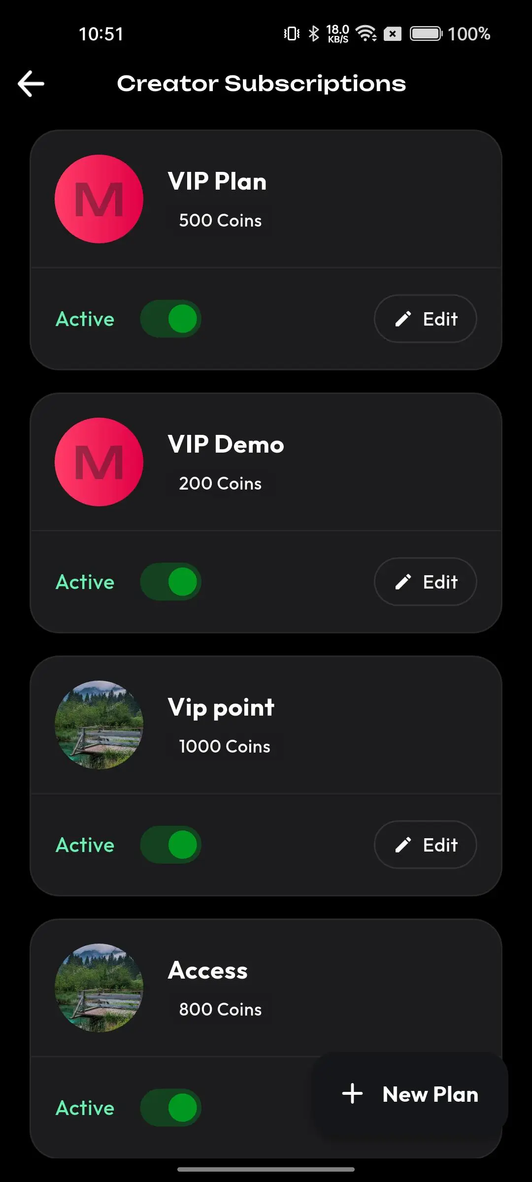 TikTok Clone 22 creator subscription screen