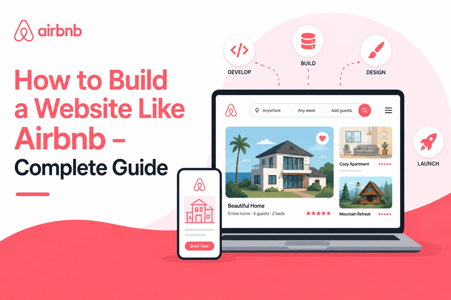 How to build an Airbnb-like website complete development guide illustration
