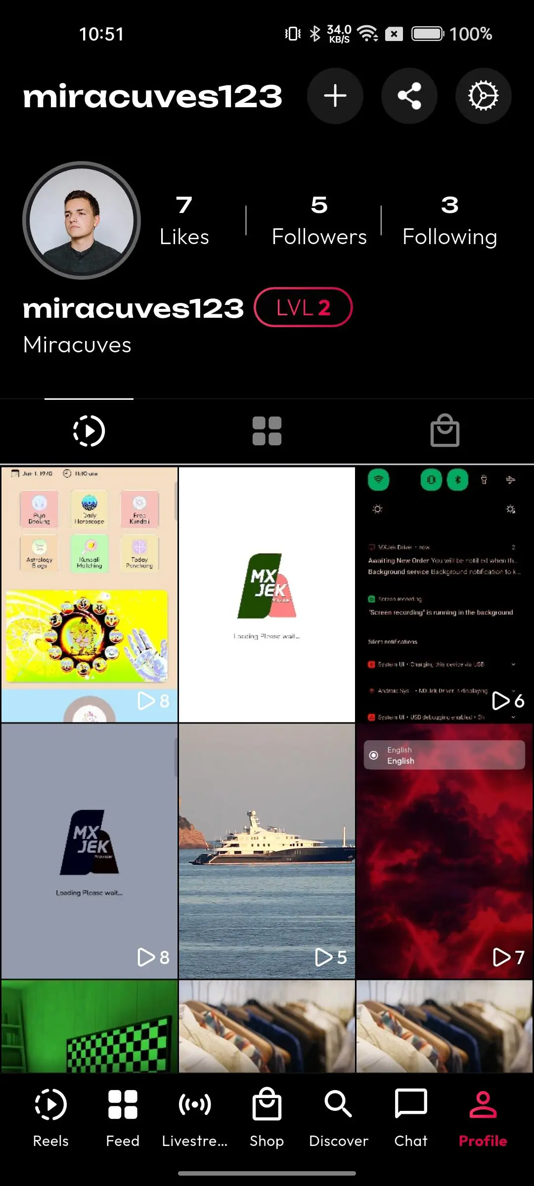 TikTok Clone 13 profile screen