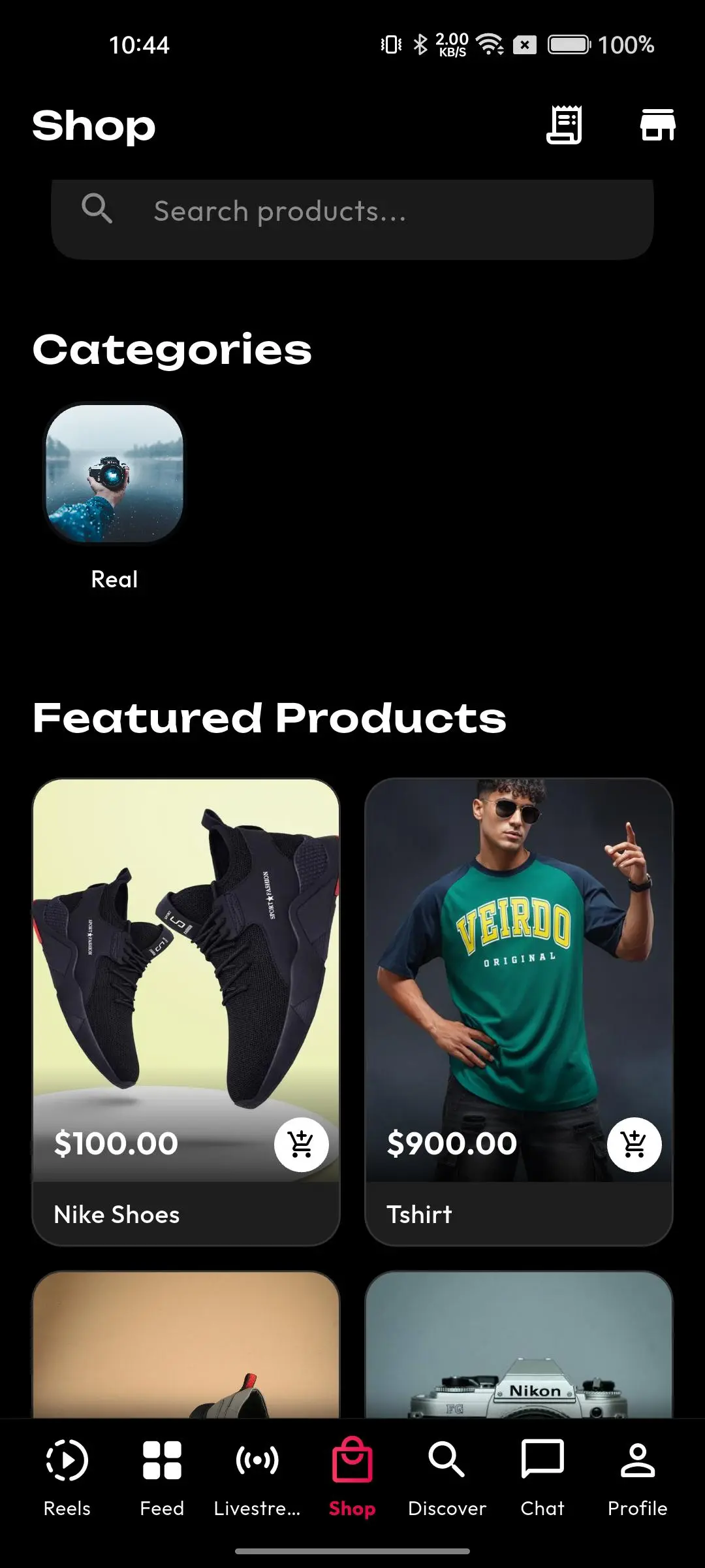 TikTok Clone 11 shop screen