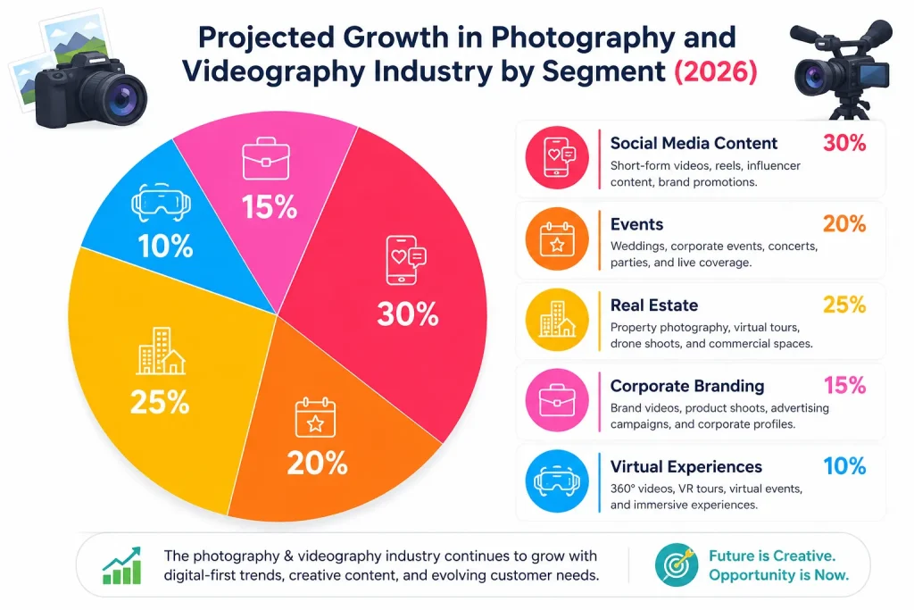 Top 10 Ideas for Photography and Videography Business Startups 1 Projected growth chart of photography and videography industry segments in 2026