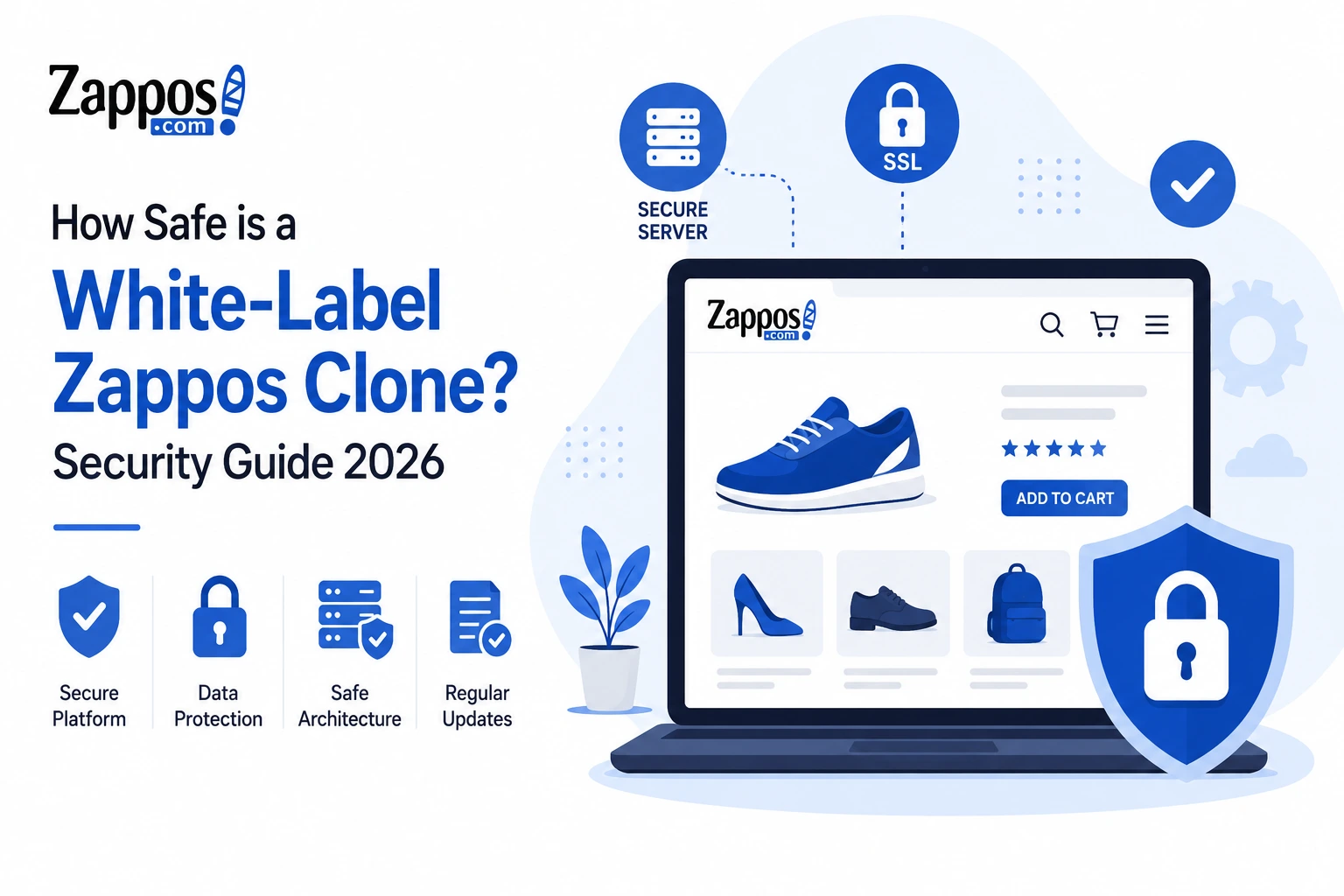 White-label Zappos clone security guide ecommerce platform illustration