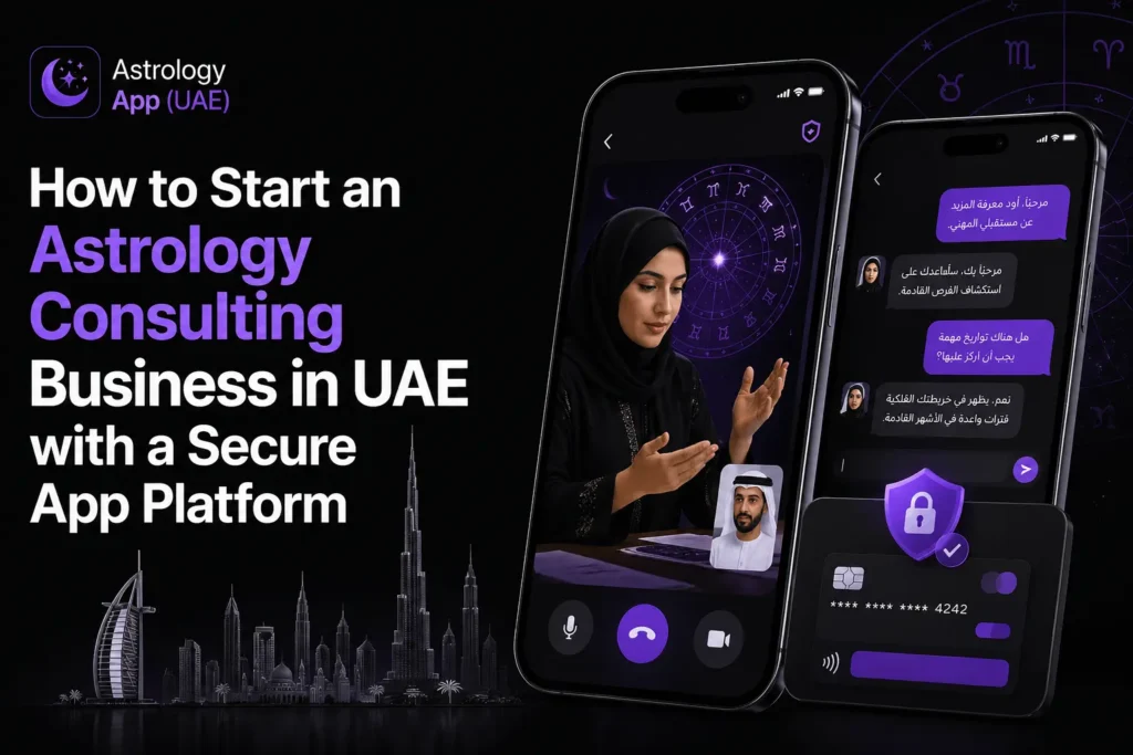 Astrology consulting business in UAE with secure bilingual astrology app platform