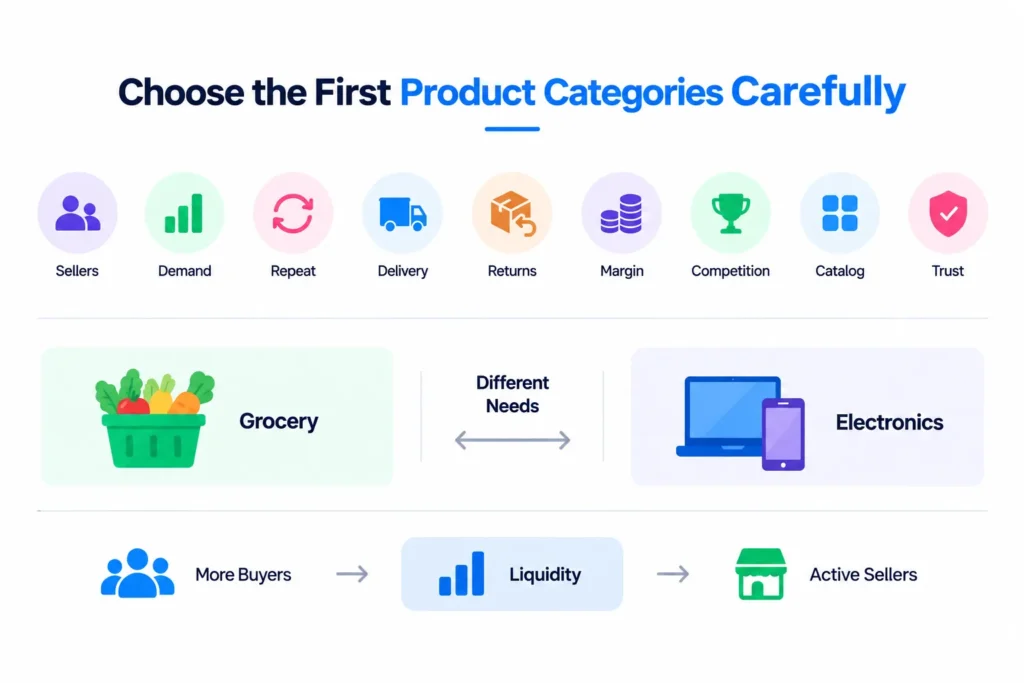 From Concept to Launch: What Should Founders Plan Before Starting a Multi-Vendor Ecommerce Marketplace? 1 Choosing the first product categories for a Multi-Vendor Ecommerce Marketplace Planning