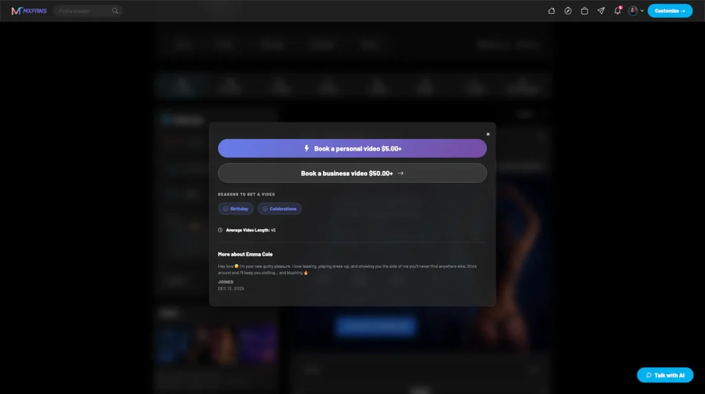 Miracuves development services for creating personalized videos on MXFANS