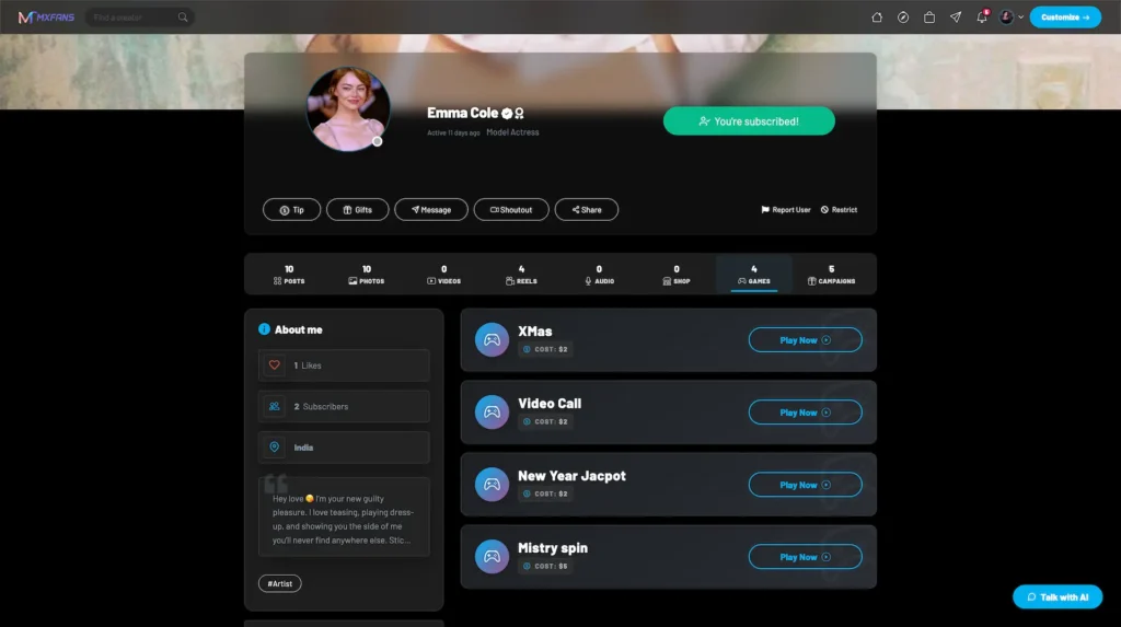 Creator profile from fans' perspective Only fans clone from Miracuves.