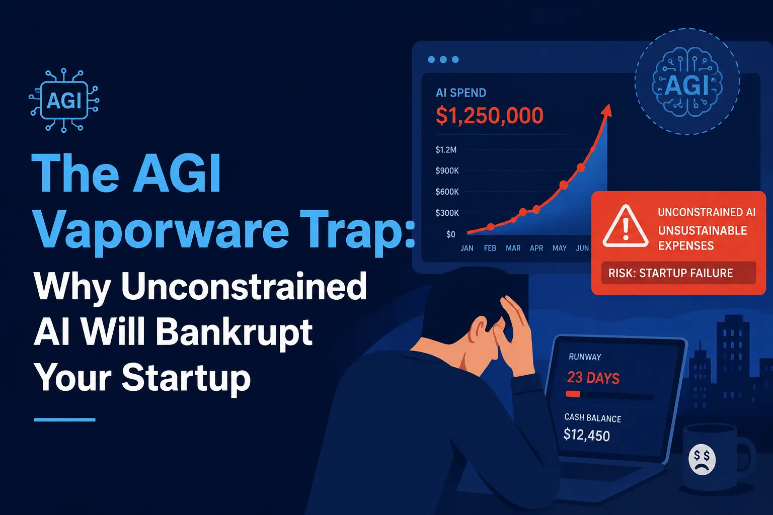 Founder comparing AGI vaporware risk with bounded agentic workflow architecture for enterprise SaaS.
