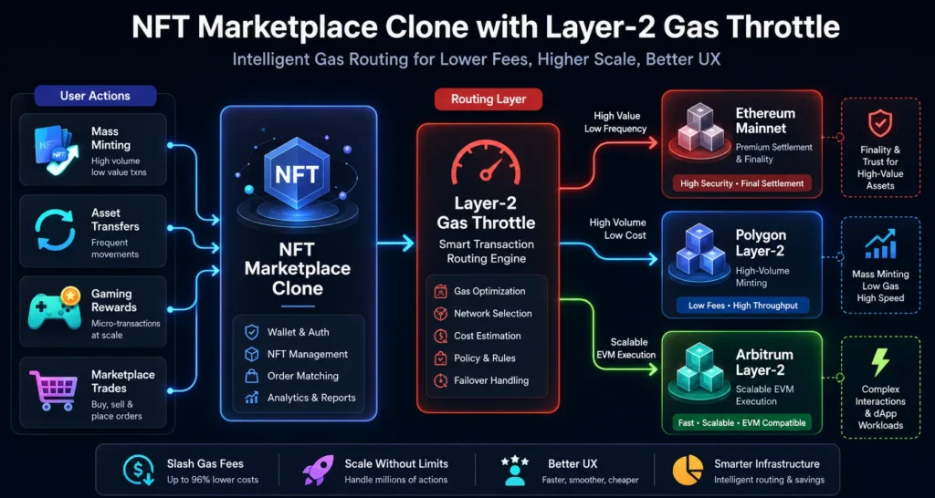 Slashing Minting Fees by 96%: Benchmarking Layer-2 Gas Throttles in NFT Clones 1 Layer-2 gas throttle architecture for NFT marketplace clone routing transactions to Polygon and Arbitrum