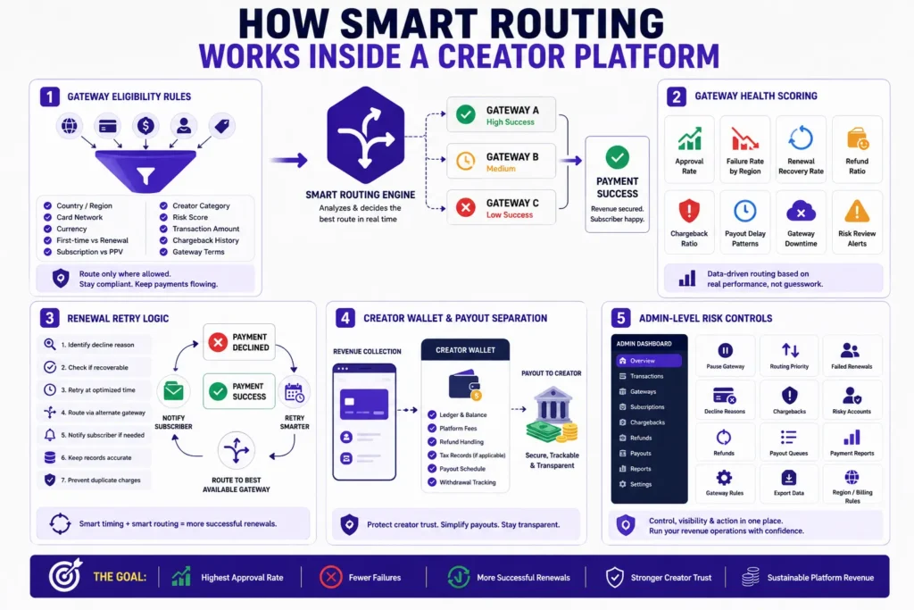 How smart payment routing works inside a creator platform to improve payment success rates