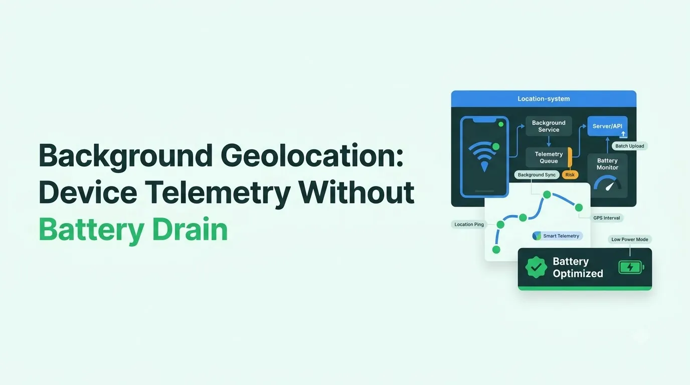 Background geolocation tracking system for delivery driver app with battery-aware GPS telemetry